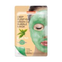 Кислородная тканевая маска Purederm Deep Purifying Green O2 Bubble Mask Green Tea
